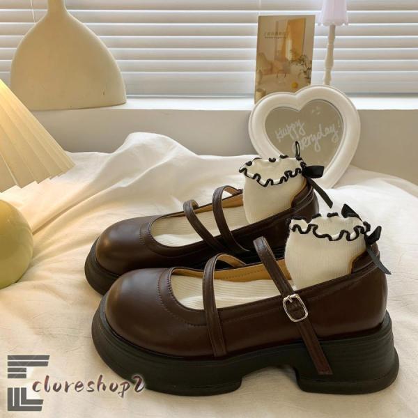 パンプス メリージェーン ストラップパンプス 厚底 レディース ロリータパンプス 太ヒール ミドルヒ...