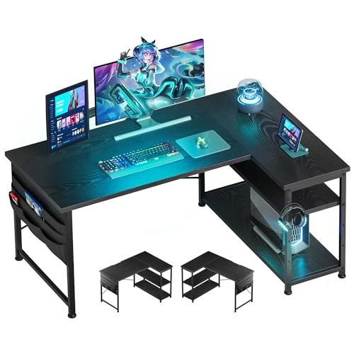 YeTom ゲーミングデスク l字デスク pcデスク 右棚左棚 幅107cm ゲーミングテーブル 収...