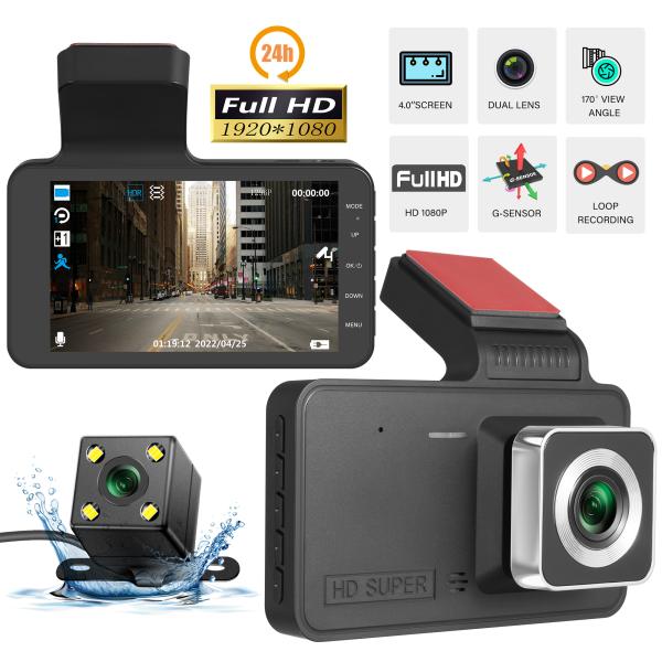 CAR DVR ドライブレコーダー FullHD1080p 2カメラ 大型サブバッテリー搭載２４時間...