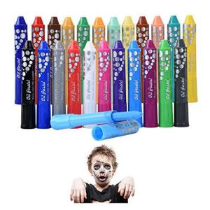 MM&amp;UU フェイスペイント クレヨン 24色 ボディペイント 安全 無毒 簡単水洗 子供使用できる 顔ペン 絵の具 ハロウィン 仮装 コス