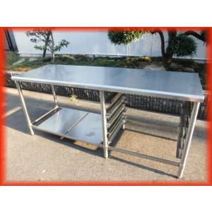 作業台 業務用 中古 棚付き トレイ収納棚付 ステンレス