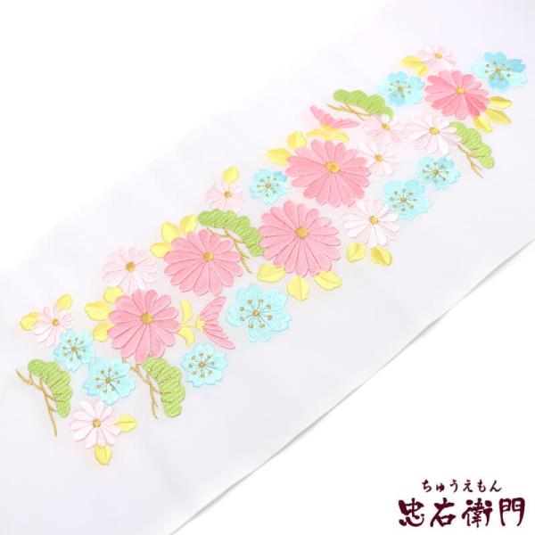 セール 刺繍半襟 振袖 半衿 白 ピンク 水色 フォーマル 礼装 成人式 結婚式 和装小物 化繊 洗...