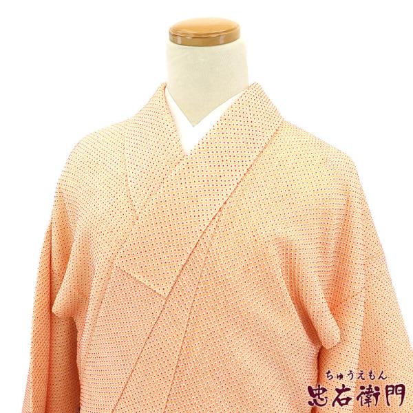 中古 絞り小紋 小紋 小紋着物 レディース 正絹 オレンジ 身丈156.5cm 裄丈65cm 仕立て...