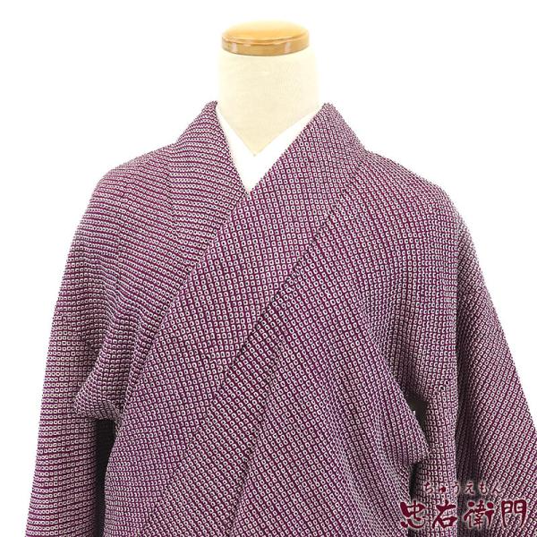 中古 絞り小紋 小紋 小紋着物 レディース 正絹 紫 身丈156cm 裄丈63.5cm 仕立て上がり...