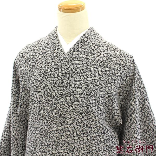 リサイクル着物 リサイクル 小紋 小紋着物 レディース 正絹 黒 白 モノトーン 駒 身丈160cm...