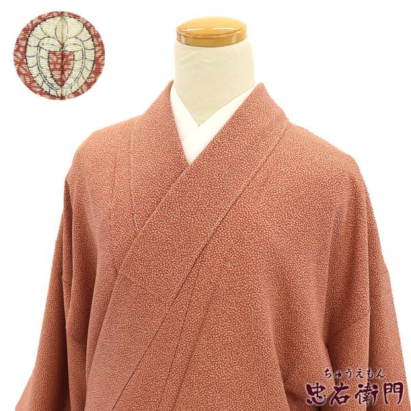 中古 江戸小紋 レディース 正絹 赤茶 身丈164.5cm 裄丈67cm 仕立て上がり着物 リサイク...