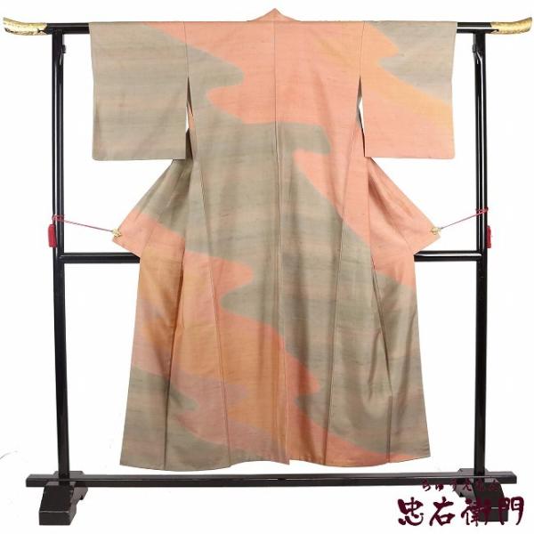 牛首紬 牛首 証紙 中古 正絹 手織 着物 リサイクル 袷 一つ紋 石川県指定無形文化財 白山工房謹...