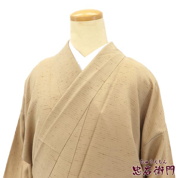 中古 紬 ぜんまい紬風 袷 レディース 正絹 ベージュ 無地 柄八掛 身丈155cm 裄丈66cm ...