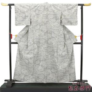 本場結城紬 結城紬 単衣 証紙 着物 リサイクル着物 正絹 袷 重要無形