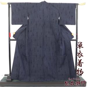 紬 正絹 着物 しつけ糸付き 格子絣文様 山風景織り込み 159cm 紬 正絹 着物 しつけ糸付き 格子絣文様 山風景織り込み 159cm