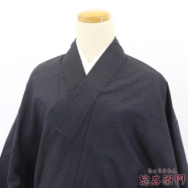 中古 男着物 大島紬 紬着物 単品 メンズ 正絹 紺 身丈140cm 裄丈67cm 仕立て上がり着物...