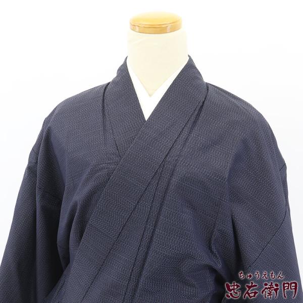 中古 男着物 大島紬 紬着物 単品 メンズ 正絹 紺 身丈140cm 裄丈65cm 仕立て上がり着物...