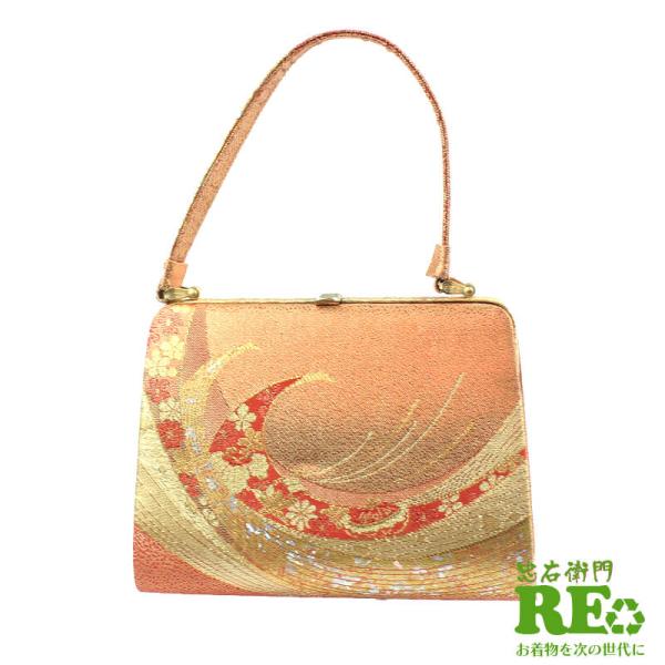 中古 バッグ 和装バッグ バック リサイクル 朱金 波文 高さ15cm 幅20.5cm リユース品 ...