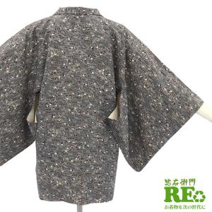 中古品)羽織「黒、結び柳に茶道具」正絹 羽織り(メール便不可) : 京都