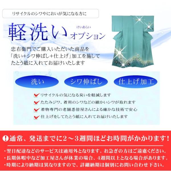 オプション軽洗い【着物 専用】 着物クリーニング【洗い＋シワ伸ばし＋仕上げ加工をしてからお届け】【京...