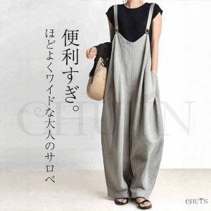 サマーオールインワン レディース綿麻ノースリー...の詳細画像1