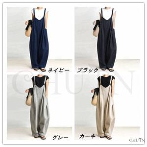 サマーオールインワン レディース綿麻ノースリー...の詳細画像5