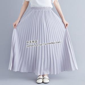 プリーツスカート シフォンスカート マキシ丈ス...の詳細画像4