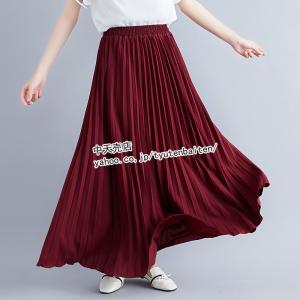 プリーツスカート シフォンスカート マキシ丈ス...の詳細画像5
