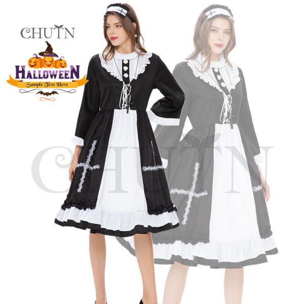 CHUTNメイド服 コスプレ レディース メンズ フレンチメイド コスチューム 大人 エプロン 家政...