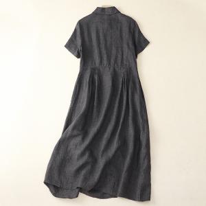 夏シャツワンピース レディース40代半袖ワンピ...の詳細画像3
