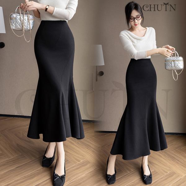 タイトスカートロングスカートタイトスカート黒 夏秋 ペンシルスカートビジネス マーメイドスカートタイ...