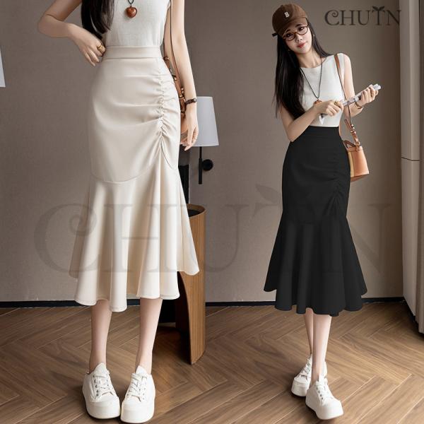 タイトスカート膝丈スカートレディース マーメイドスカート黒夏秋ペンシルスカートビジネス 入学式 入園...