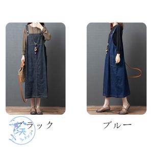 秋ワンピースサロペットスカート ロングワンピー...の詳細画像1