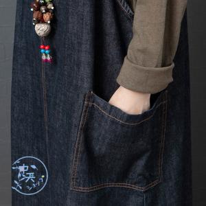 秋ワンピースサロペットスカート ロングワンピー...の詳細画像4
