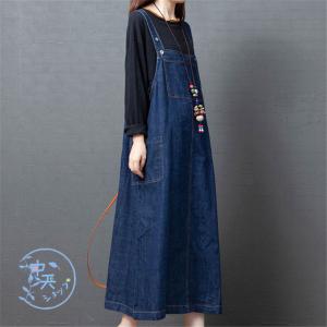 秋ワンピースサロペットスカート ロングワンピー...の詳細画像5