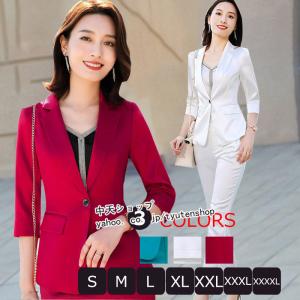 赤パンツスーツ レディースの商品一覧 通販 Yahoo ショッピング