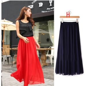 全24色シフォンスカートマキシスカートフレアス...の詳細画像1