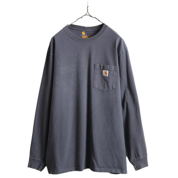 ■ カーハート ポケット付き 長袖 Tシャツ メンズ L / 古着 CARHARTT ロンT ワンポ...