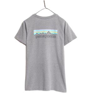 パタゴニア 両面 プリント 半袖 Tシャツ レディース L 古着 Patagonia フィッツロイ アウトドア グラフィック イラスト バックプリント 灰｜tzdfb97470