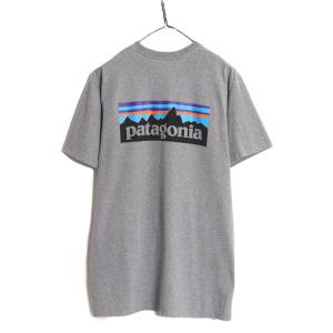 18年製 パタゴニア 両面 プリント 半袖 Tシャツ メンズ М / 古着 Patagonia アウトドア フィッツロイ P6 ボックスロゴ バックプリント 灰｜tzdfb97470