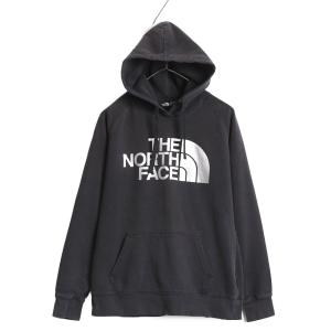 ノースフェイス プリント スウェット フード パーカー レディース M / 古着 The North Face アウトドア トレーナー 裏起毛 プルオーバー 黒｜tzdfb97470