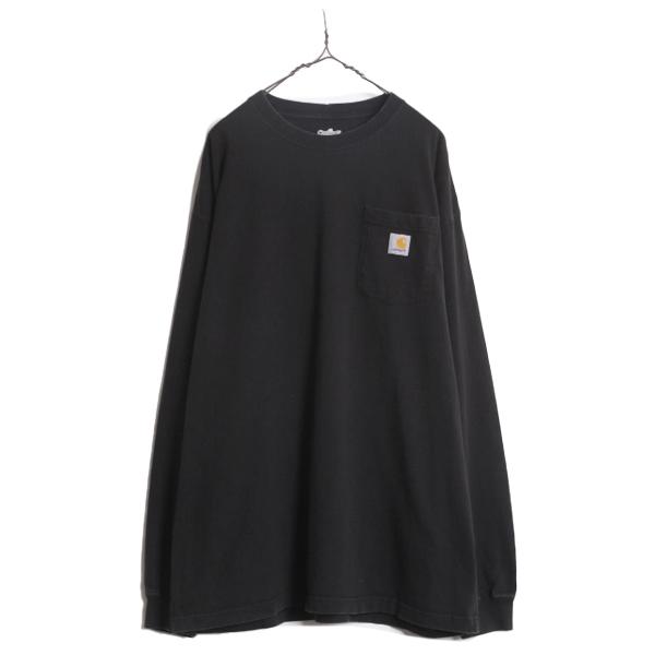 カーハート ポケット付き 長袖 Tシャツ メンズ XL / 古着 CARHARTT ロンT ワンポイ...