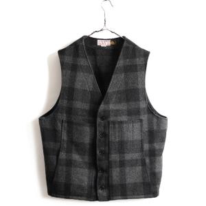 80's USA製 ビンテージ ■ FILSON フィルソン 2トーン チェック ウール マッキーノ ベスト ( メンズ L 程) 古着 アメリカ製 ポケット付き