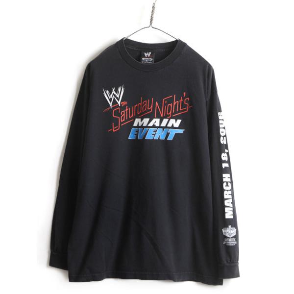 00s 大きいサイズ XL ■ WWE オフィシャル レッスルマニア プリント 長袖 Tシャツ ( ...