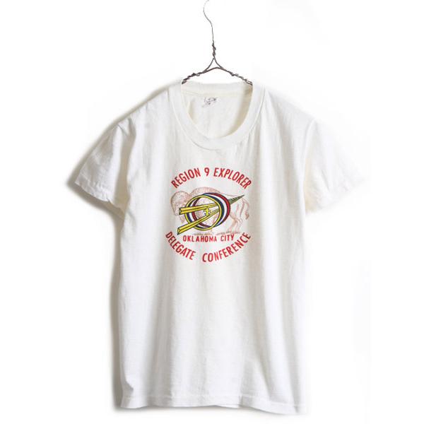 60s ビンテージ ■ BSA ボーイスカウト 染み込み プリント 半袖 Tシャツ ( メンズ S ...