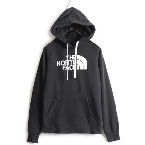 ノースフェイス プリント スウェット フード パーカー レディース S / 古着 The North Face トレーナー 裏起毛 プルオーバー アウトドア 黒｜tzdfb97470