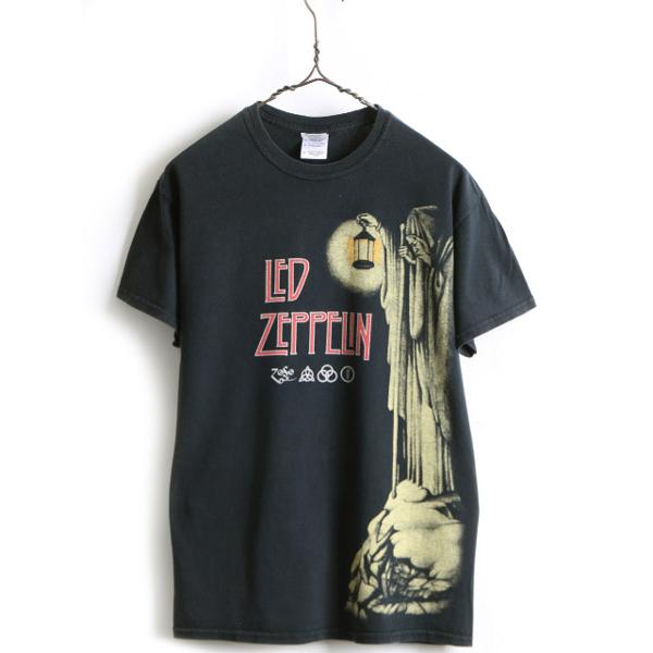 人気 黒 ■ レッドツェッペリン プリント 半袖 Tシャツ ( メンズ M ) 古着 Led Zep...