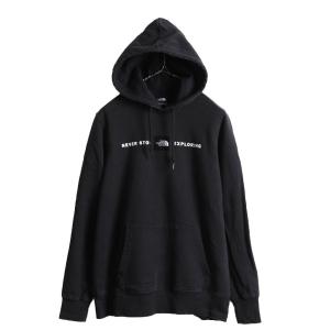 ■ ノースフェイス サガラ ワッペン プリント スウェット フード パーカー レディース M The North Face アウトドア トレーナー 裏起毛 黒｜tzdfb97470