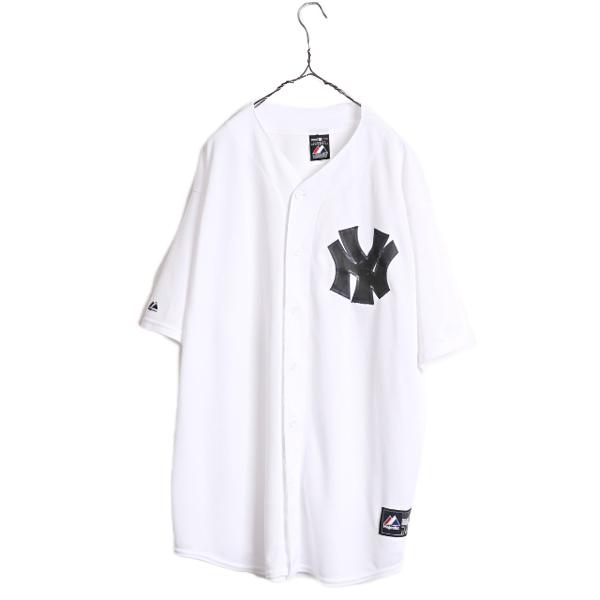 USA製 MLB オフィシャル Majestic ヤンキース ベースボール シャツ メンズ XXL ...