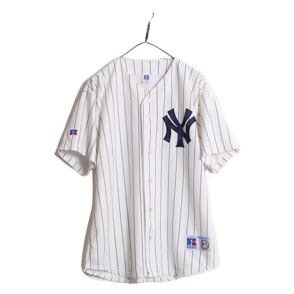 90s MLB オフィシャル ラッセル ヤンキース ベースボール シャツ メンズ XL / ユニフォ...