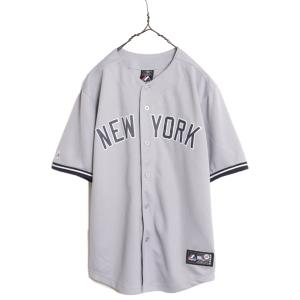 MLB オフィシャル Majestic ヤンキース ベースボール シャツ メンズ XS 程 ユニフォーム ゲームシャツ メジャーリーグ 半袖シャツ 大リーグ｜tzdfb97470