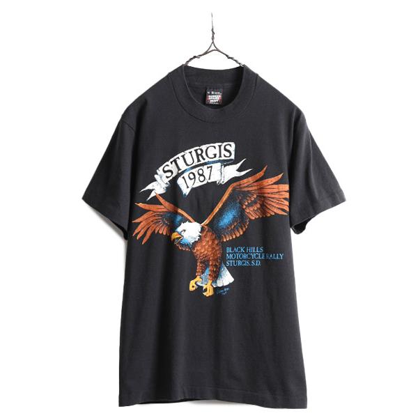 80s USA製 スタージス ハーレー アニマル 両面 プリント 半袖 Tシャツ メンズ M 小さめ...