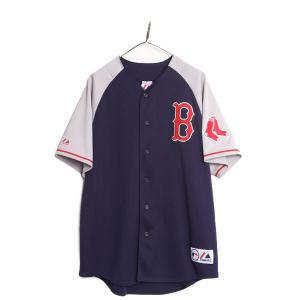 MLB オフィシャル Majestic レッドソックス ベースボール シャツ メンズ XL ユニフォーム ゲームシャツ メジャーリーグ 半袖シャツ 重ね着｜tzdfb97470