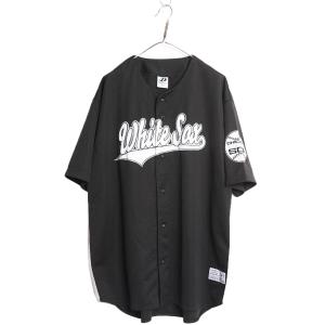 MLB オフィシャル ダイナスティ ホワイトソックス ベースボール シャツ メンズ XXL ユニフォーム ゲームシャツ メジャーリーグ 大リーグ 黒｜tzdfb97470