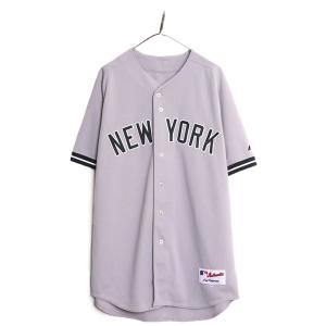 USA製 MLB オフィシャル Majestic ヤンキース ベースボール シャツ メンズ XXL 程/ ユニフォーム ゲームシャツ メジャーリーグ 半袖シャツ｜tzdfb97470